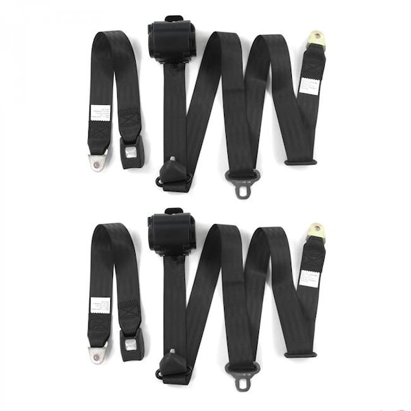 Geared2Golf Standard 3 Point Black Retractable Bucket Seat Belt Kit for Chevy Truck S10 1981-1993 - 2 Belts GE1571698 - main
